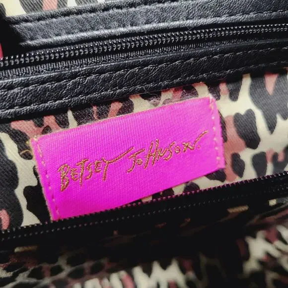 Vintage Betsy Johnson Chains Studs Croc Print Leather Multi-Sectional Punk Bag - Picture 12 of 16